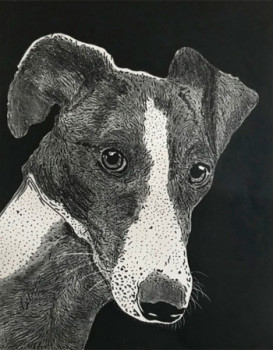 Named contemporary work « Galgo 2 », Made by JACKY ROUGET
