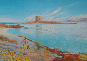 Named contemporary work « Un moment devant l'île de la  tour (Stintino) », Made by AMALIA MEREU