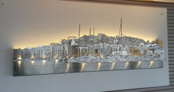 Named contemporary work « Le Port de St Tropez », Made by JEAN-LUC NEGRO