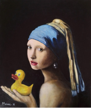 Named contemporary work « La jeune fille au canard de bain », Made by XAVIER MARCQ