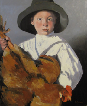 Named contemporary work « Le Garçon avec le poulet », Made by REBER KAROL