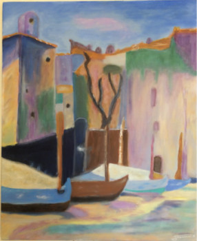 Named contemporary work « La Jonche , Petit port de St Tropez », Made by JOUANNET.M