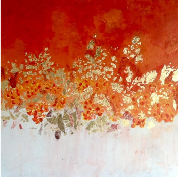 Named contemporary work « Orange et or », Made by PATRICIA DELEY