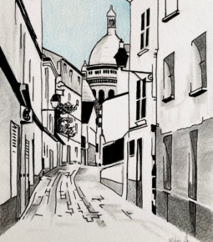 Named contemporary work « Rue St Rustique », Made by EMMANUEL VIGNOLLE