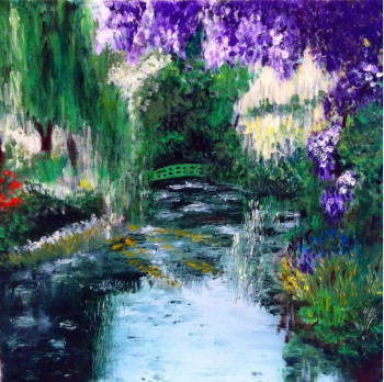 Named contemporary work « Le pont du jardin d eau à Giverny », Made by PATRICIA DELEY