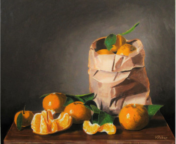 Named contemporary work « Nature morte aux mandarines », Made by REBER KAROL