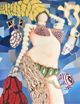 Named contemporary work « femme fleur », Made by DA-VID