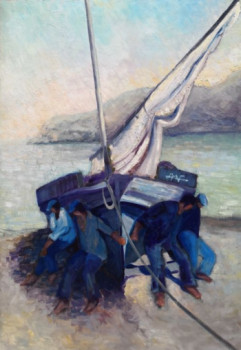 Named contemporary work « Mise à l'eau à l'aube », Made by PHILIPPE JAMIN