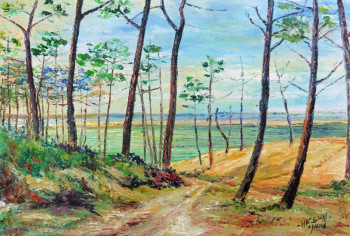 Named contemporary work « Souvenirs d'enfance Arcachon le sentier de la plage. », Made by MICHEL HAMELIN