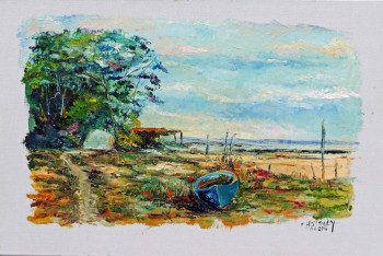 Named contemporary work « Arcachon, la pointe du lapin blanc », Made by MICHEL HAMELIN