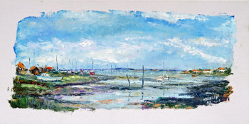 Named contemporary work « Arcachon, marée basse à l'Aiguillon », Made by MICHEL HAMELIN