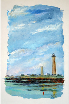 Named contemporary work « Le phare d'Echmüle vu du port de Kerity », Made by MICHEL HAMELIN