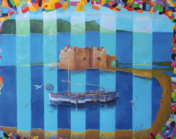 Named contemporary work « La barque le Raimu », Made by CLAUDE JOUAN