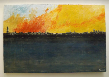 Named contemporary work « Bordeaux sous les flammes », Made by PIERRE JOSEPH