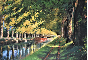 Named contemporary work « canal du Rhône au Rhin en été », Made by ROBERT SCHOULER