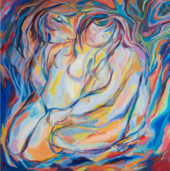 Named contemporary work « couple carré 2 », Made by BRIGITTE SIMON