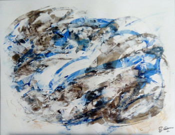 Named contemporary work « Le bleu et le sépia », Made by MYRIAM CARBONNIER