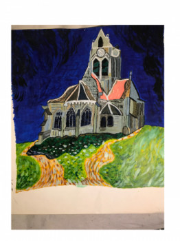 Named contemporary work « L’église d’Auvers sur Oise imitation numéro 1 », Made by STEVEN SULPICE