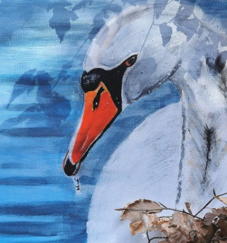 Named contemporary work « Le cygne le roi des lacs », Made by LES DESSINS DE PIOU