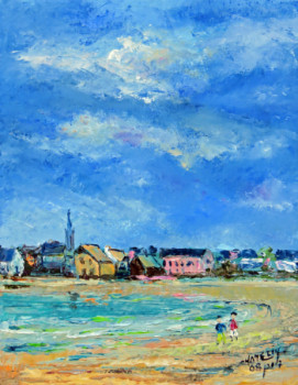 Named contemporary work « Ile Tudy la corniche vue de la plage », Made by MICHEL HAMELIN