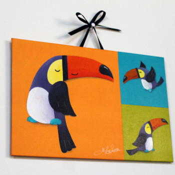 Named contemporary work « Toucan trois fois content », Made by MYRIAM LAKRAA (EI)