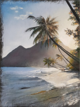 Named contemporary work « la plage du diamant (MARTINIQUE) », Made by NELLY SIMON