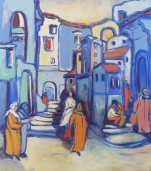 Named contemporary work « CHEFCHOUEN VILLE PEINTE EN BLEU - MAROC », Made by MARLEEN MELENS