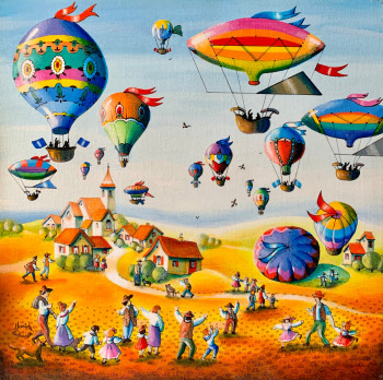 Named contemporary work « La fête des ballons », Made by CHARLOTTE LACHAPELLE
