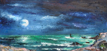 Named contemporary work « Pleine lune sur la pointe du raz », Made by MICHEL HAMELIN