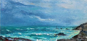 Named contemporary work « tempête à la pointe du Raz », Made by MICHEL HAMELIN