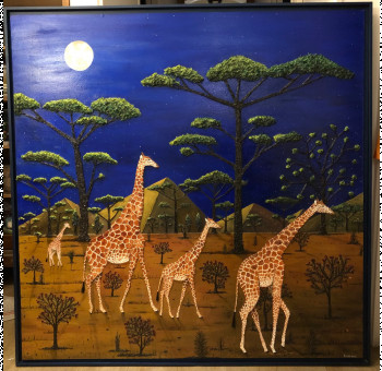 Named contemporary work « Girafes au clair de lune 6 ( Sustentation ) », Made by FRANK