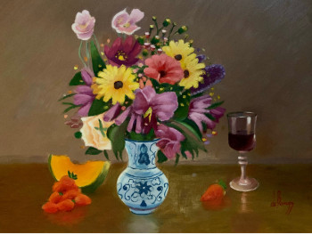Named contemporary work « Bouquet de fleurs », Made by DE BENGY PATRICK