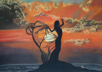Named contemporary work « Coucher de soleil », Made by SYLOU