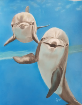 Named contemporary work « DAUPHINS », Made by SYLOU