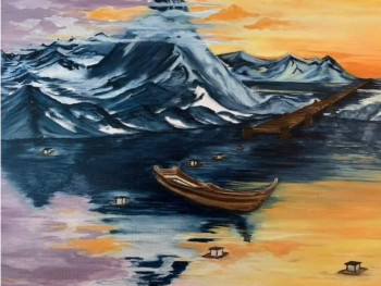 Named contemporary work « Mer de glace », Made by COFFEE PAINTING