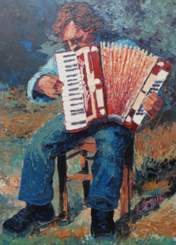 Named contemporary work « L'accordéoniste III », Made by PHILIPPE JAMIN