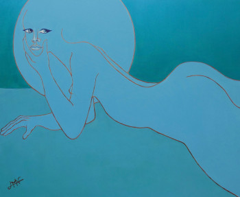 Named contemporary work « Femme à la lune », Made by PHILIPPE JAMIN