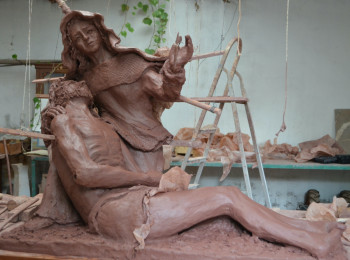Named contemporary work « Pietà », Made by PHILIPPE LE MONIES DE SAGAZAN