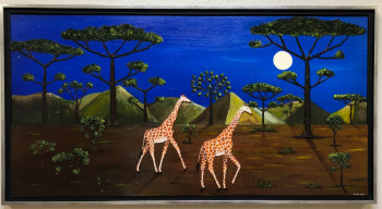Named contemporary work « Girafes au clair de lune 9 ( Måneskin ) », Made by FRANK