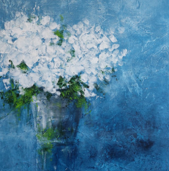 Named contemporary work « BLANCHES FLEURS », Made by MIREILLE MAURY