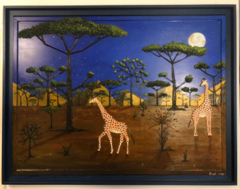 Named contemporary work « Girafes au clair de lune 8 ( Couple ) », Made by FRANK