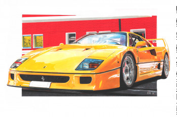 Named contemporary work « Ferrari F40 », Made by MARS.DRAWINGS59