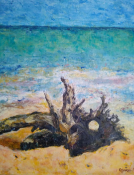 Named contemporary work « La souche sur le sable », Made by GéRARD JOURNO