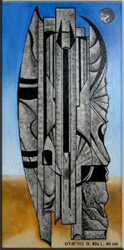 Named contemporary work « Tribal Futuriste », Made by SEIGNEURET  CAGN-ARTS