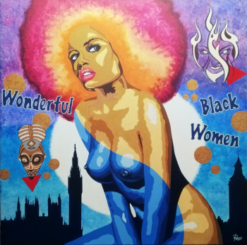 Named contemporary work « WONDERFUL BLACK WOMEN 2 », Made by BERNARD ROUX