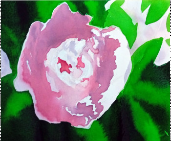 Named contemporary work « Green Pink | Watercolor Peonies | Summer Garden », Made by GALINA VINDALOVSKAIA