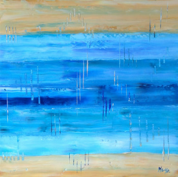 Named contemporary work « Eaux turquoises », Made by KARINE LOCKE