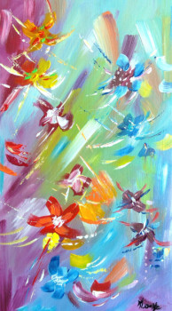 Named contemporary work « Flowers of paradise », Made by KARINE LOCKE