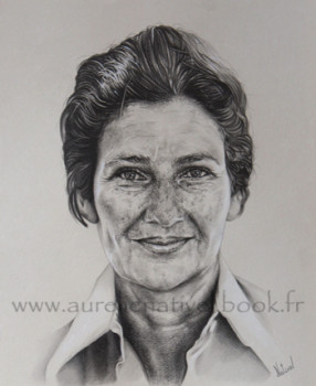 Named contemporary work « Portrait de Simone Veil », Made by AURéLIE NATIVEL