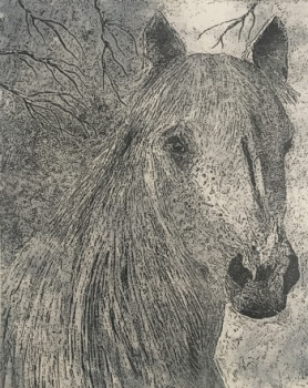 Named contemporary work « Cheval sous la neige », Made by JACKY ROUGET